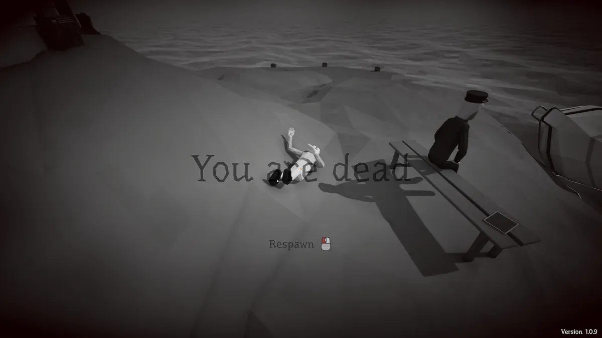 The You Are Dead screen beside the Lighthouse Keeper in How to Fish
