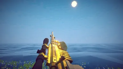 Official How to Fish screenshot of a player launching a weapon beside the boat